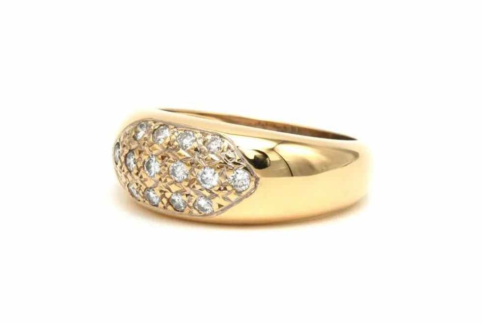 Bague contemporaine en or jaune 18 carats sertie de diamants
