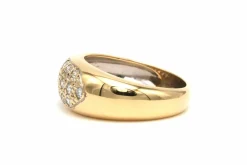 Bague contemporaine en or jaune 18 carats sertie de diamants