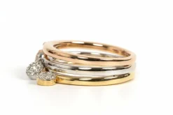 Bague contemporaine en or jaune, blanc et rose 18 carats sertie de diamants