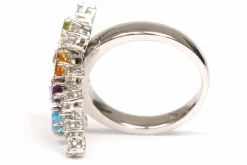 Bague contemporaine en or blanc, pierres multiples, diamants