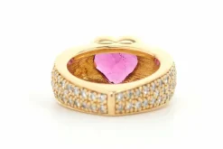 Bague contemporaine en or jaune 18 carats sertie d'une tourmaline et de diamants