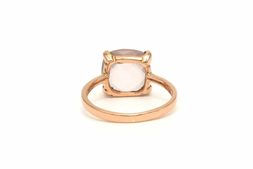 Bague contemporaine en or rose 18 carats sertie d'un quartz