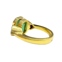 Bague contemporaine en or Silo XX avec diamants et émeraudes - avec certificat HRD