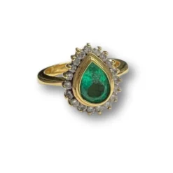 Bague contemporaine en or 18 ct avec émeraudes et diamants