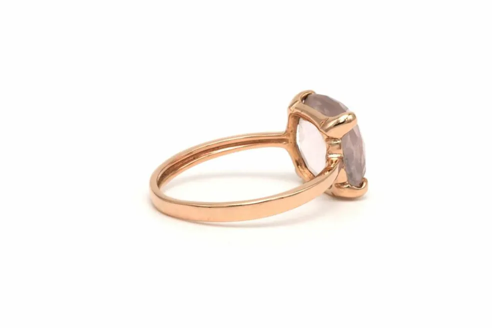 Bague contemporaine en or rose 18 carats sertie d'un quartz