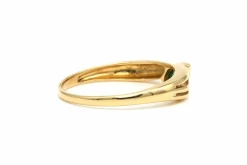 Bague contemporaine en or jaune 18 carats sertie d'une émeraude et d'un diamant