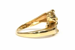 Bague contemporaine en or jaune, saphirs, diamants