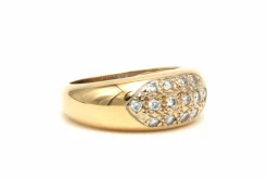 Bague contemporaine en or jaune 18 carats sertie de diamants