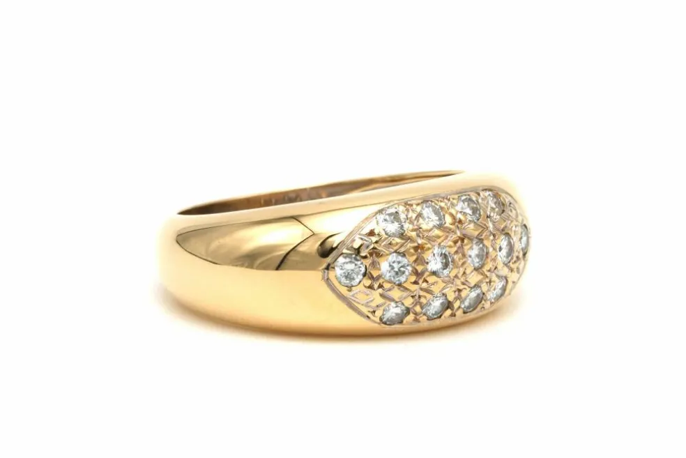 Bague contemporaine en or jaune 18 carats sertie de diamants