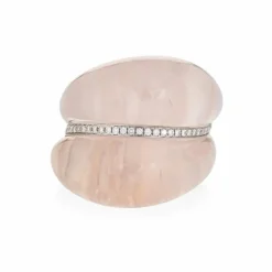 Bague contemporaine en quartz rose et diamant Estate, édition limitée