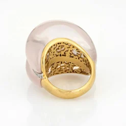 Bague contemporaine en quartz rose et diamant Estate, édition limitée