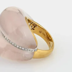 Bague contemporaine en quartz rose et diamant Estate, édition limitée