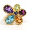 Bague contemporaine or jaune sertie de pierres multiples
