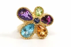 Bague contemporaine or jaune sertie de pierres multiples