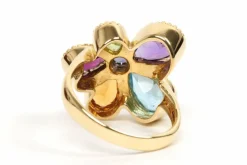 Bague contemporaine or jaune sertie de pierres multiples