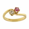 Bague contraire avec rubis et diamant