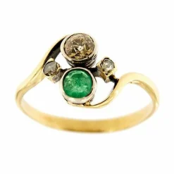 Bague Contrarié avec émeraude et diamants