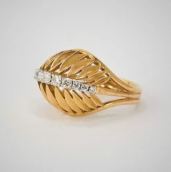 Bague Coquillage Or Jaune Diamants