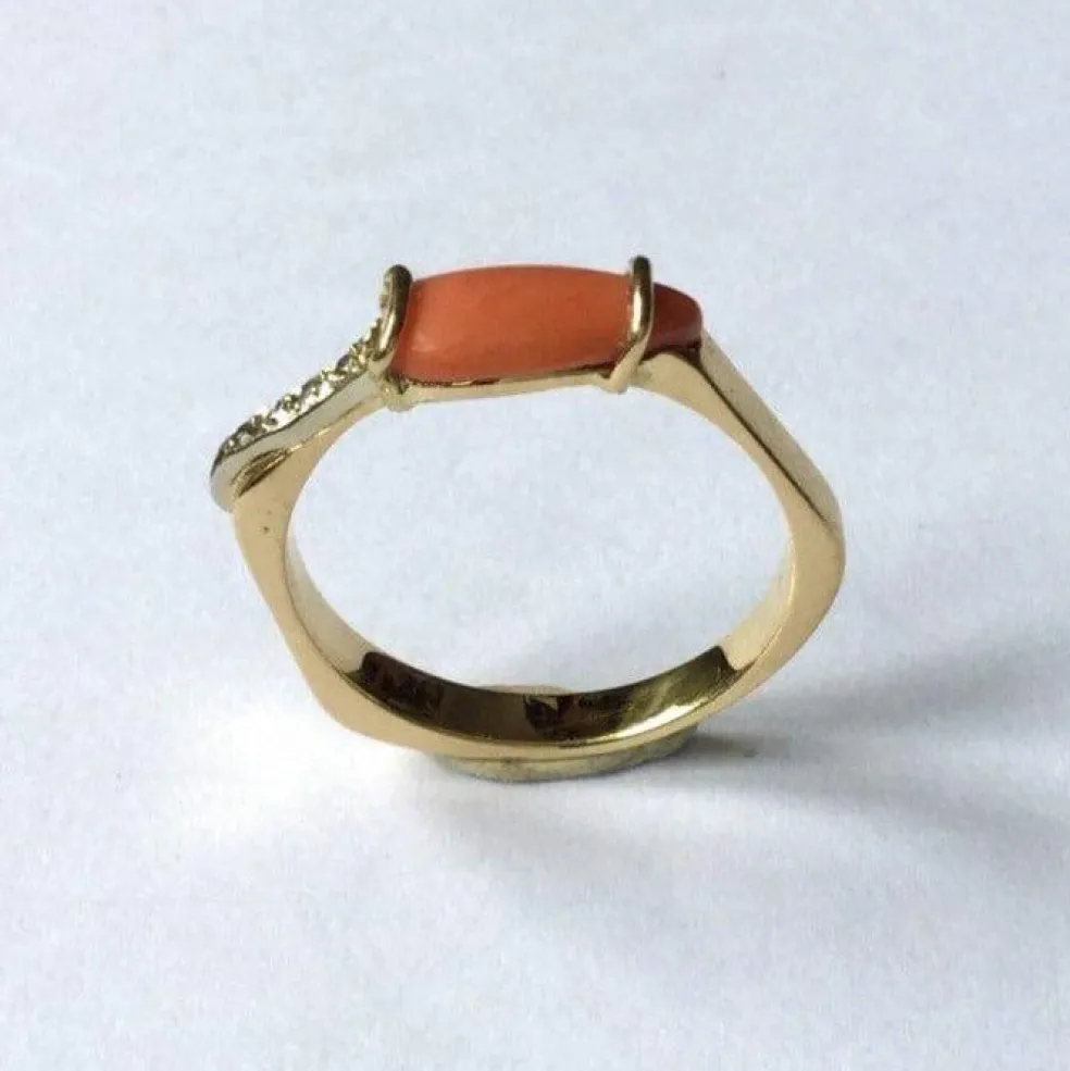 Bague Corail & diamants