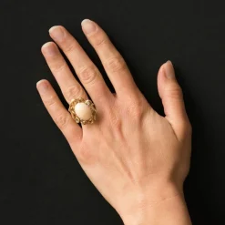 Bague corail peau d'ange et diamant