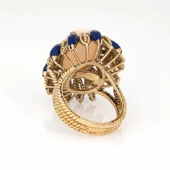 Bague Corail Peau d'Ange, Lapis Lazuli Années 60