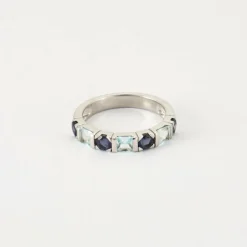 Bague Cordiérites Topazes bleues