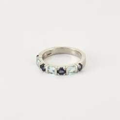 Bague Cordiérites Topazes bleues