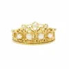 Bague couronne or jaune diamants perles