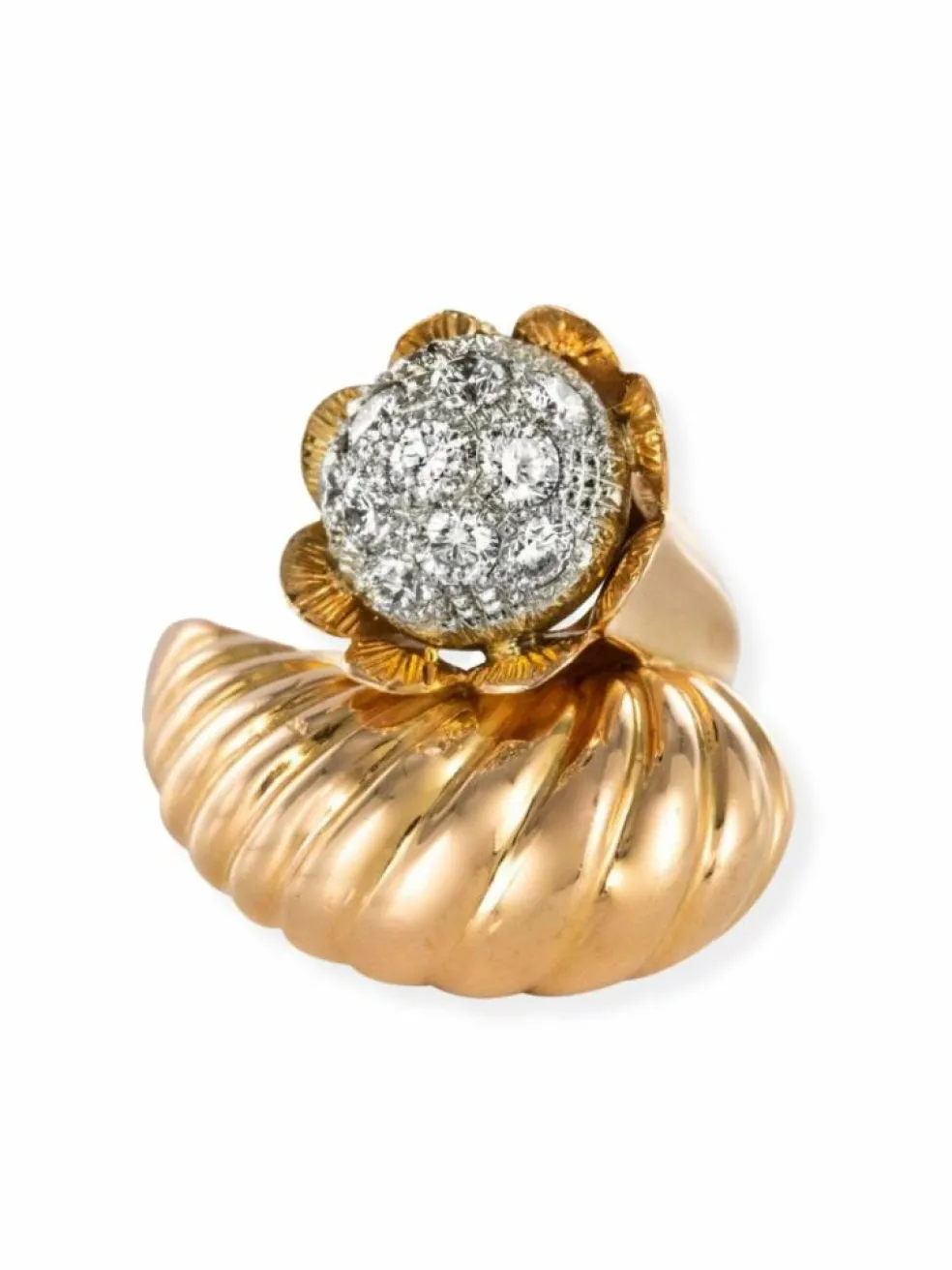 Bague couture or et diamants