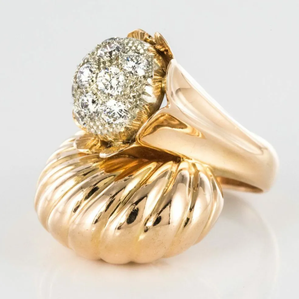 Bague couture or et diamants