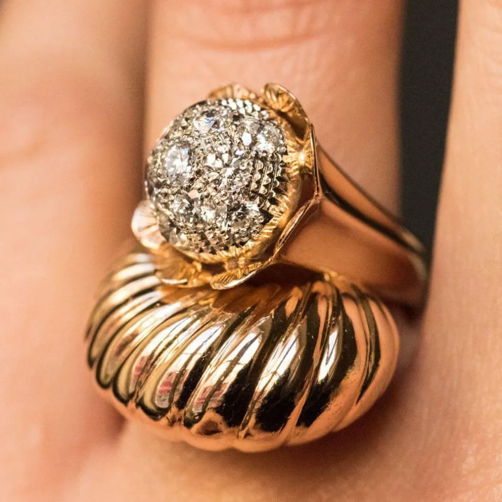Bague couture or et diamants