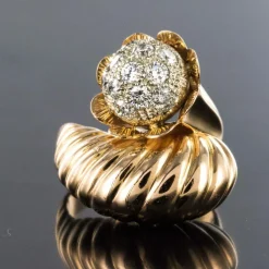 Bague couture or et diamants