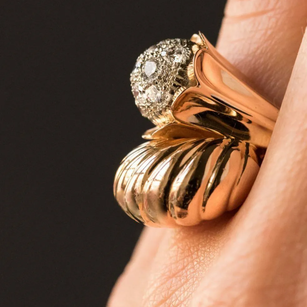 Bague couture or et diamants