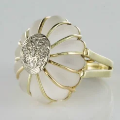 Bague cristal de roche or diamants