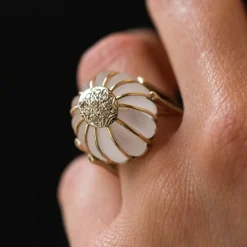Bague cristal de roche or diamants