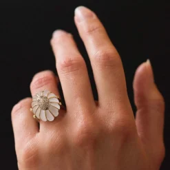 Bague cristal de roche or diamants