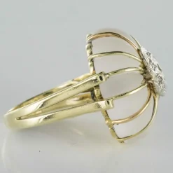 Bague cristal de roche or diamants