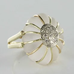 Bague cristal de roche or diamants