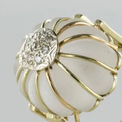 Bague cristal de roche or diamants