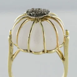 Bague cristal de roche or diamants