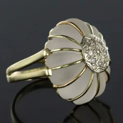 Bague cristal de roche or diamants
