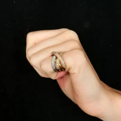 Bague Croisée 3 ors pavage Diamants