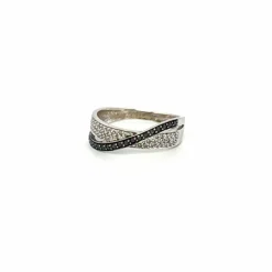 Bague croisée or blanc diamants