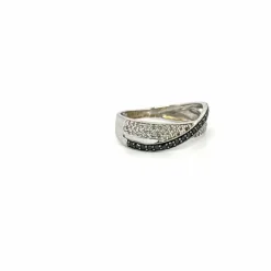 Bague croisée or blanc diamants