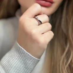 Bague croisée or blanc diamants