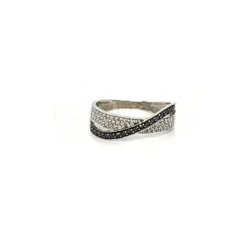 Bague croisée or blanc diamants