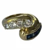 Bague Croisée Or Jaune Diamants Saphirs Calibrés