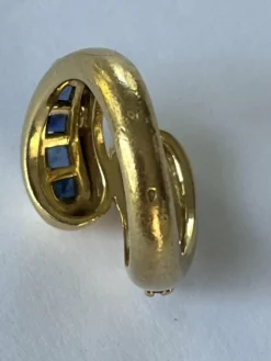 Bague Croisée Or Jaune Diamants Saphirs Calibrés