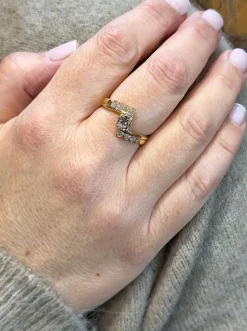 Bague croisée or jaune diamants