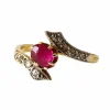 Bague croisée Or Jaune Rubis et Diamants